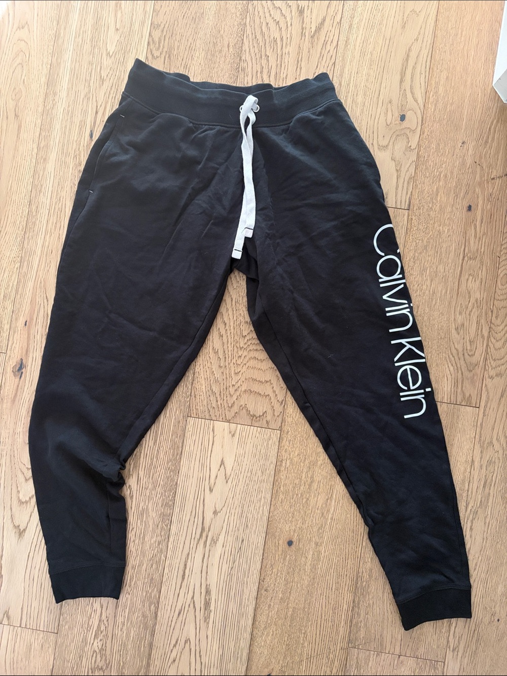 Calvin Klein Black Sweat Joggers with White Drawstring